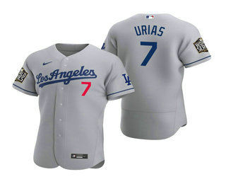 Men Los Angeles Dodgers #7 Julio Urias Gray 2020 World Series Authentic Road Flex Nike Jersey